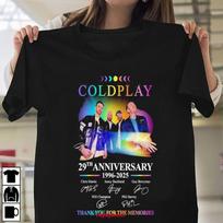 Coldplay Roko Grupė 29-osios Metinės 1996-2025 Ačiū Už CG2278 Unisex Marškinėliai S