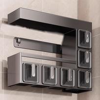 Wall-Mounted Kitchen Storage Rack, High-End Condiment Bottle & Jar Organizer, Household Rack for Counter or Wall One Size