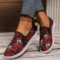 Helovino Kaukolės Galvos Žemi Batai Single Shoes Grafiti Spausdinti Batai 36