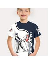 Vasaros Taekwondo 3D spausdinimo berniukų drabužiai Laiskiniai trumparankoviai vaikų marškinėliai Drabužiai Stilingi lauke 140 red
