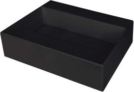 Deante Correo granito ant stalviršio pastatomas praustuvas su maišytuvo lentynėle ir grotelėmis, juodas 50×40 cm