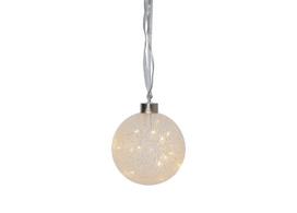Dekoratyvinis stiklo rutulys, švytintis sniegas 10 cm, 15 LED lemputė, maitinamas baterijomis, IP20