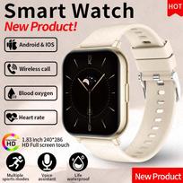 LIGE Men Smart Watch Bluetooth Calling Waterproof Touchscreen Original Smart Watch silicone strap juoda