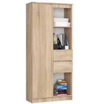 Biuro knygų spinta R15 R80 1D 2SZ Sonoma – 80×180 cm lentyninė spinta su durelėmis ir stalčiais