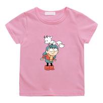 Hilda ir Šakelė Žaidžia Kartu Anime Spaudinys Marškinėliai Mielos Mergaitės Berniukai Kawaii Vaikų Viršutiniai Drabužiai Vasaros Kūrybiškos Tendencijos Marškinėliai Medvilniniai Drabužiai 2T rožinė