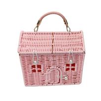 This Plastic Rattan House-shaped Basket, With A Lid And Folding Handle, Is Perfect For Picnics, Easter, Tidying Up, And Other Occasions. One Size ruda