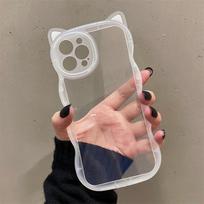 Mielas katės ausis Curly Wave skaidrus dėklas, skirtas iPhone 11 13 12 14 Pro Max Xs Xr X 8 Plus animacinių filmų smūgiams atsparus skaidrus minkštas galinis dangtelis For iPhone 13Pro Max žalia
