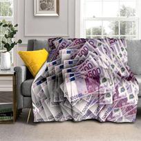 Sodraus 3D dolerio euro pinigų rašto antklodė, minkšta antklodė namų miegamojo lovai sofai iškylai Kelionių biuro užvalkalai vaikams 75x90cm