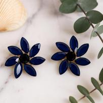 Senovinio karališko mėlyno stiklo gėlytės auskarai studs