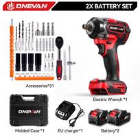 ONEVAN 1000 N.M bešepetėlinis elektrinis smūginis veržliasukis 1/2  Akumuliatorinis suktuvas Sukimo momento raktas Įrankis Makita 18V Akumuliatoriui Pin 2Battery-31pcs