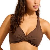 SEAFOLLY Collective Wrap Front F Cup maudymosi kostiumėlio liemenėlė Dark Chocolate