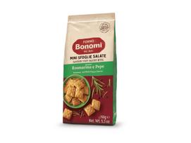Sluoksniuotos tešlos užkandžiai FORNO BONOMI, su rozmarinu ir pipirais, 150 g