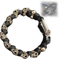 Nauja juoda žalia paracord apyrankė pintas kaukolės bangle papuošalų aksesuarai vyrams moterims juoda