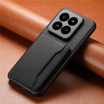 Prabangus daugiafunkcinis odinis piniginės telefono dėklas Coque skirtas Xiaomi 14 Ultra 13 Pro Ultra Poco F5 Kortelių laikiklis Atsparus smūgiams dangtelis For Xiaomi 14 juoda