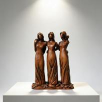 Imitation Wood-carved Resin Figurine Of Four Sisters, Heart-shaped Resin Crafts, Decorations For Home And Garden. One Size