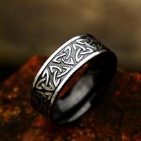 Vintažiniai Sidabriniai Vikingų Rūnų Žiedai Vyrams Moterims Šiaurės Odin Amuletas Nerūdijančio Plieno Madingi Papuošalai Paprastas Šiaurietiškas Stilius 7 black