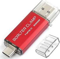 "BorlterClamp" C tipo USB atmintinė 512GB OTG atminties kortelė su dviem USB C 3.0 prievadais "Android" išmaniesiems telefonams "Samsung S10 S9", "Huawei Honor" ir kt., planšetiniams kompiuteriams ir kompiuteriams (raudona)