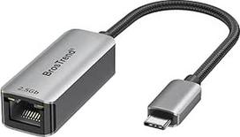 "BrosTrend" 2,5Gb USB C eterneto adapteris kompiuteriui "MacBook Pro/Air iPad" (Thunderbolt 3/4/5), aliumininis USB LAN adapteris RJ45 tinklo adapteris, suderinamas su "Windows MacOS iOS Linux", "ChromeOS", "Lifetime