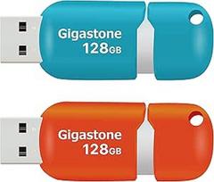 "Gigastone V10" 128GB 2 pakuotės USB 2.0 atmintinė, ištraukiami mygtukai "MacBook" nešiojamajam kompiuteriui, suderinama su "Windows Mac Linux", USB atmintinė, USB atmintinės, mišrios spalvos - mėlyna ir oranžinė