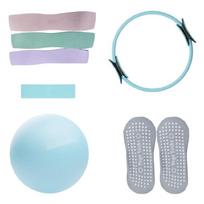 7 Pcs Pilates Essential Kits Yoga Training Kits Pilates Rings Set Magics Circle For Home and Travel violetinė