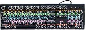 "Goshyda Retro" mechaninė klaviatūra, 104 klavišai, "Punk" stiliaus apvalių klavišų žaidimų mechaninė klaviatūra, ergonomiškas dizainas su spalvota maišymo šviesa, skirta staliniams ir nešiojamiesiems kompiuteriams, juoda, "Retro punk" stiliaus