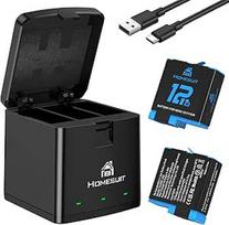 "Homesuit Hero 12 11 10 9" 1800 mAh akumuliatorius ir 3 kanalų LED USB įkroviklio rinkinys su C tipo jungtimi, skirtas "GoproHero12Black", "GoproHero11Black", "GoproHero10Black", "GoproHero9Black" (2 vnt.)