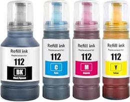 112 rašalas suderinamas su "Epson" 112 C13T06C14A C13T06C24A C13T06C34A C13T06C34A C13T06C44A rašalo talpyklėmis, skirtomis ECOTANK L6490 L6550 L6570 L6570 L6580 L1116 0 L15 0150 L15160 L15180 (4 pakuotės)