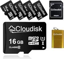 5 mikro SD kortelių pakuotė 16GB "Micro SDHC C10 A1 U1" atminties kortelė su SD adapterio kortelių skaitytuvu (16GB)