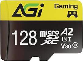 AGI TF138 Micro SD kortelė 128GB atminties kortelė su adapteriu, MicroSDXC, UHS-I, A2, U3, V30, skaitymo greitis iki 98MB/s, skirta dronams / prietaisų kameroms / fotoaparatams / telefonams / perjungikliams / kompiuteriams / planšetiniams kompiuteriams