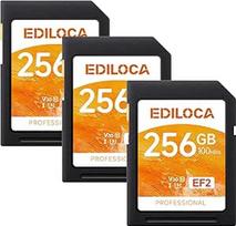 EF2 UHS-I atminties kortelė 256GB, 3 vnt., skaitymo greitis 100MB/s, įrašymo greitis 90MB/s, C10, U1, V10, "Full HD" ir 4K vaizdo įrašai, SD kortelė profesionaliems fotografams