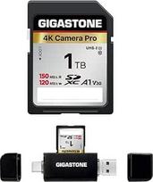 GIGASTONE 1TB SDXC atminties kortelė su USB Type-C kortelių skaitytuvu, 4K Camera Pro, iki 150/120MB/s, skirta Canon Olympus Panasonic A1 V30 U3 UHS-I Class 10 skaitmeniniam fotoaparatui su 1 mini dėklu
