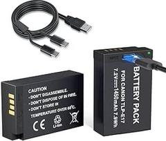 LP LP-E17 akumuliatorius 2 vnt. 1450 mAh USB-C įkrovimo prievado akumuliatorius, skirtas "Canon EOS R50 RP R10 R8", "Rebel T8i", T7i, T6i, T6s, SL2, SL3, EOS M3, M5, M6, EOS 200D, 77D, 750D, 760D, 800D, 8000D, skaitmeniniam veidrodžiui