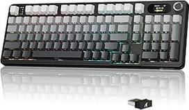 MAMBASNAKE × "Attack Shark X98 Pro" 96 % belaidė žaidimų klaviatūra, išmanusis LED ekranas ir sukamoji rankenėlė, BT/2.4G/USB-C mechaninė RGB QWERTY klaviatūra, karšto keitimo tarpinė, 4000 mAh (juoda)