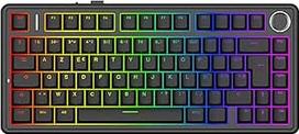 MechLands Aula F75 PRO ISO-FR 75% Asmeninis raktinis kompiuteris Creamy, žaidimų klaviatūra be filtro BT5.0/USB-C/2.4 GHz, Hot Swap, Molette, RGB, "Reaper" jungikliai, skirtas Win/Mac (juodos spalvos)