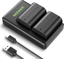 NEEWER LP-E6P/LP-E6NH/LP-E6N atsarginių akumuliatorių ir įkroviklio rinkinys, 2 pakuotės 2200 mAh akumuliatorių ir dviejų kanalų USB įkroviklis, suderinamas su "Canon EOS R5II/R5/R6/R7/5DIV/6D/7D/60D/70D/80D/90D