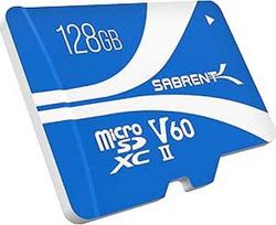 SABRENT Micro SD kortelė 128GB V60 Rocket, microSDXC SD atminties kortelė, 8K vaizdo įrašas, A1, suderinama su UHS-II (SD-MT60-128GB)