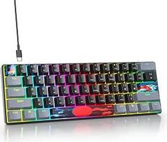 SOLIDEE mechaninė žaidimų klaviatūra 60 %, 61 klavišas, kompaktiška mechaninė klaviatūra su RGB apšvietimu, 60 % mechaninė QWERTY, raudonos spalvos jungiklis, skirtas "Win/Mac" kompiuteriams, nešiojamiesiems kompiuteriams (61 tamsus)