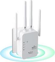 WLAN stiprintuvas 1200Mbit/s dviejų juostų 5G ir 2.4G WiFi stiprintuvas, dviejų juostų Ultraxtender stiprintuvas Signalo stiprintuvas WiFi kartotuvas 4 antenos WiFi diapazono stiprintuvui su LAN/WAN prievadu, ABS medžiaga