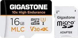 [10x didelio ištvermingumo] Gigastone MLC 16GB pramoninė MicroSDXC kortelė su adapteriu, 95/30MB/s 4K vaizdo įrašymas saugumo kameroms, Dash Cam, U3 V30 C10 [5 metų nemokamas duomenų atkūrimas]