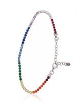 Sidabrinė apyrankė „Vaivorykštė-1“ su cirkoniais, sidabras 925°, rodžio padengimas, 17 cm