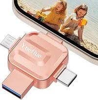 "4-in-1" USB atmintinė, skirta i0S/Android/PC, 64GB USB atmintinė, kurioje galima saugoti daugiau nuotraukų ir vaizdo įrašų. "iPhone Memory Stick" išorinė atmintinė telefono saugyklai išplėsti, be programos