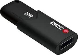 "Emtec B120" 128GB USB atmintinė Click Secure USB 3.2 (3.0) skaitymo greitis iki 100MB/s su AES260 programine įranga - juoda