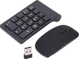 Belaidė skaitmeninė klaviatūra ir pelė, 5,3 x 3,3 colių 2,4 GHz 1200DPI 18 klavišų Universali belaidė USB skaitmeninė klaviatūra Ergonominė pelė Ultra plokščia mini skaičių klaviatūra nešiojamajam kompiuteriui Stalinis kompiuteris