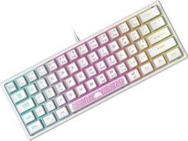 K61 UK Layout 60% žaidimų klaviatūra, RGB Chroma apšviesta laidinė membraninė mechaninė žaidimų klaviatūra, mini kompaktiška 62 klavišų klaviatūra, skirta PC Mac Office ir žaidimams / balta