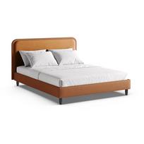 Oranžinės spalvos dvigulė lova audiniu dengta su lovos grotelėmis 140x200 cm Aveline – Micadoni