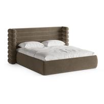 Taupe spalvos dvigulė lova audiniu dengta su sandėliavimo vieta su lovos grotelėmis 180x200 cm Mount – Micadoni