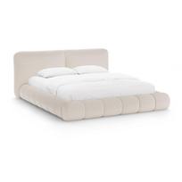 Smėlio spalvos dvigulė lova audiniu dengta su sandėliavimo vieta su lovos grotelėmis 180x200 cm Solange – Micadoni