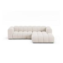 Kreminės spalvos kampinė sofa iš šenilinio audinio (su dešiniuoju kampu/su gultu) Lupine – Micadoni
