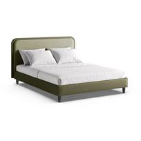 Žalios spalvos dvigulė lova audiniu dengta su lovos grotelėmis 180x200 cm Aveline – Micadoni