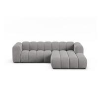 Pilkos spalvos kampinė sofa iš šenilinio audinio (su dešiniuoju kampu/su gultu) Lupine – Micadoni